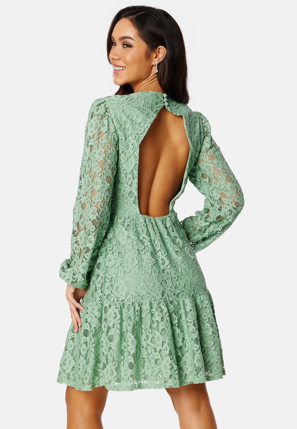 BUBBLEROOM Blanca lace dress Dusty green - Bubbleroom