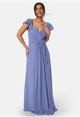 Bubbleroom Occasion Butterfly Sleeve Draped Chiffon Gown