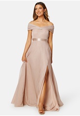 Goddiva Glitter Bardot Maxi Dress