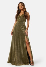 Goddiva Glitter Wrap Maxi Dress
