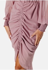 Goddiva Long Sleeve Chiffon Rouched Midi Dress