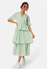 Happy Holly Butterfly Sleeve Flounce Dress