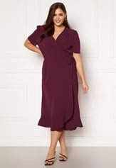 short-sleeve-wrap-frill-curve-dress-wine