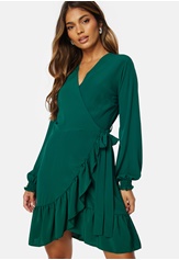 frilly-wrap-mini-dress-forest-green