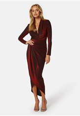 glitter-long-sleeve-rouch-dress-red