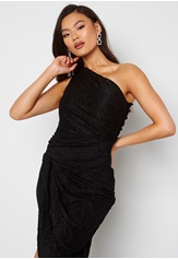 John Zack Lace One Shoulder Sleeve Rouch Dress