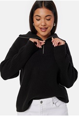 slfbloomie-ls-knit-half-zip-black