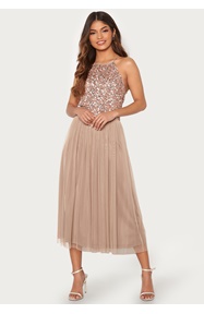 AngelEye High Neck Sequin Midi Dress