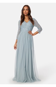 AngelEye Long Sleeve Sequin Bodice Maxi Dress