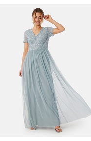 AngelEye Short Sleeve Sequin Embellished Maxi Dress