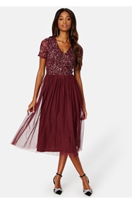 AngelEye Short Sleeve Sequin Embellished Midi Dress