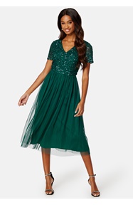 AngelEye Short Sleeve Sequin Embellished Midi Dress