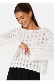 BUBBLEROOM Boat Neck Structure Knitted Sweater