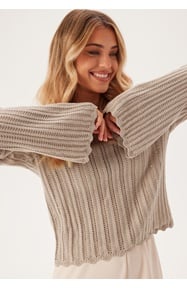 BUBBLEROOM Boat Neck Structure Knitted Sweater