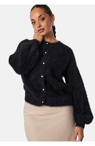 BUBBLEROOM Fluffy Knitted Pearl Cardigan