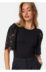 BUBBLEROOM Contrast Lace Sleeve Top