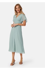 Bubbleroom Occasion Butterfly Sleeve Button Midi Dress