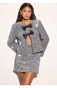 Bubbleroom Occasion Bow Sequin Velvet Jacket