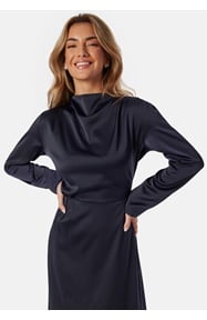 Bubbleroom Occasion Satin High-Collar Midi Dress