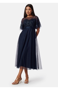 Bubbleroom Occasion Embroidered Mesh Midi Dress