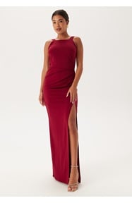 Bubbleroom Occasion Square Neck Slit Maxi Dress