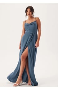 Bubbleroom Occasion Waterfall Slit Satin Gown