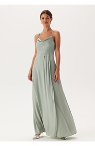 Bubbleroom Occasion Waterfall Slit Satin Gown