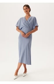 Bubbleroom Occasion Wrap Satin Midi Dress