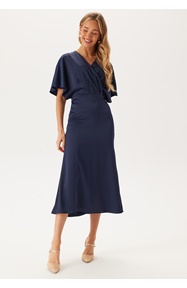 Bubbleroom Occasion Wrap Satin Midi Dress