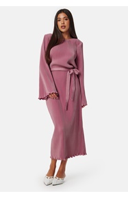 BUBBLEROOM Pleated Tie Midi Dress