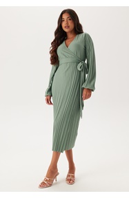 BUBBLEROOM  Pleated Wrap Dress