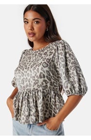 BUBBLEROOM Round Neck Puff Sleeve Blouse 