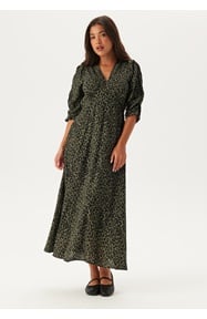 BUBBLEROOM Ruched Sleeve Midi Dress 