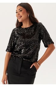 BUBBLEROOM Sequin Short Sleeve Top