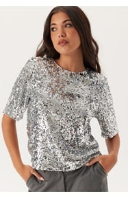 BUBBLEROOM Sequin Short Sleeve Top