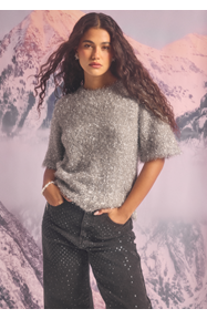 BUBBLEROOM Sparkling Knitted Short Sleeve Sweater