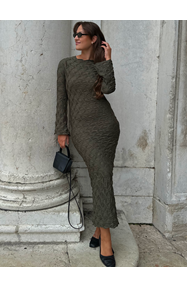 BUBBLEROOM Structure Long Sleeve Midi Dress