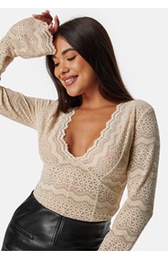 BUBBLEROOM V-neck Long Sleeve Lace Top