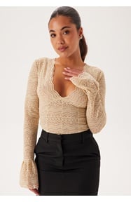 BUBBLEROOM V-neck Long Sleeve Lace Top