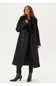 Chiara Forthi Fur Collar Belted Wool Blend Coat