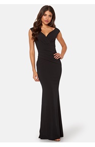 Goddiva Bardot Pleat Maxi Dress