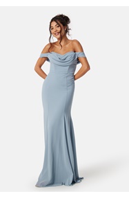 Goddiva Chiffon Off Shoulder Maxi Dress