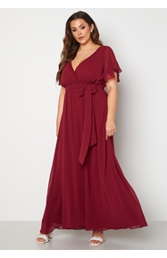 Goddiva Curve Flutter Sleeve Chiffon Maxi Curve Dress