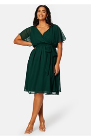 Goddiva Curve Flutter Sleeve Chiffon Midi Dress