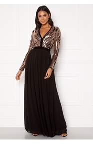 Goddiva Deep V Sequin Maxi Dress