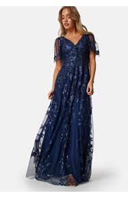 Goddiva Embroidered Flutter Maxi Dress