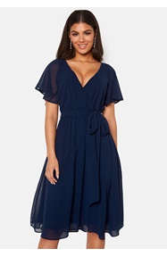 Goddiva Flutter Chiffon Midi Dress