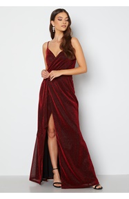 Goddiva Glitter Wrap Front Maxi Dress