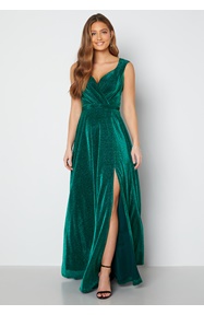 Goddiva Glitter Wrap Maxi Dress