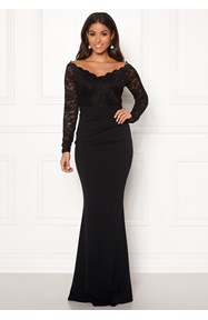 Goddiva Lace Trim Maxi Dress